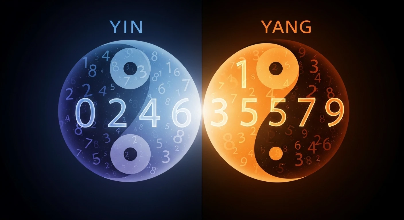 Biểu tượng Thái Cực Đồ thể hiện sự cân bằng Âm Dương, với một nửa đen và một nửa trắng, có chấm ngược màu trong mỗi phần, tượng trưng cho sự tương hỗ và chuyển hóa không ngừng.