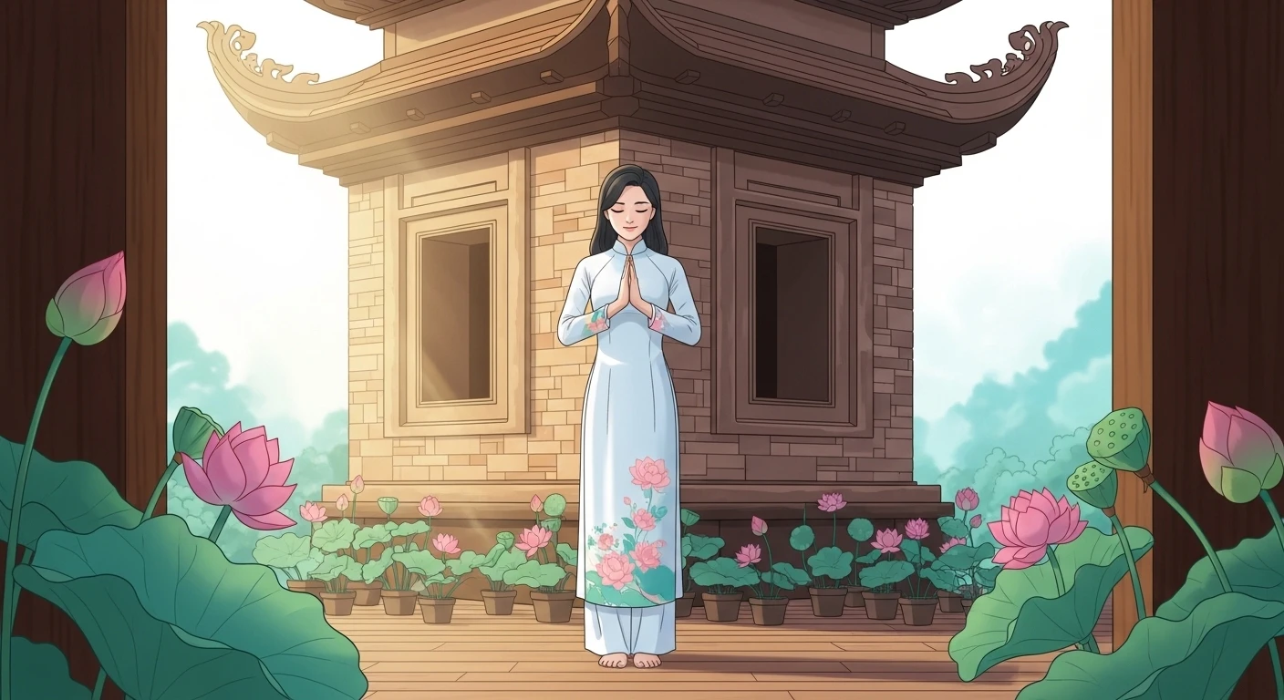 Kiến trúc cổ kính của Chùa Láng tại Hà Nội, với mái ngói cong vút và những bức tường rêu phong, tạo nên không gian linh thiêng.