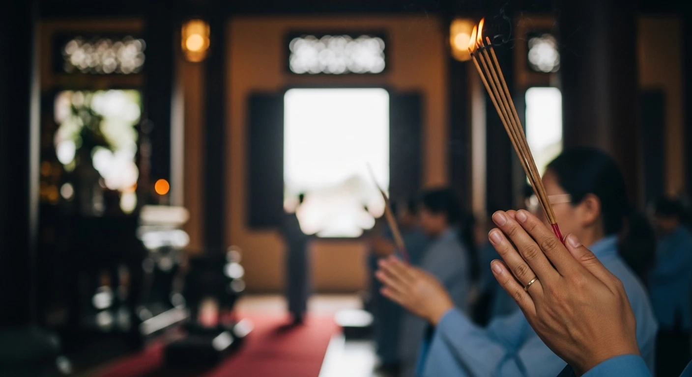 Cổng tam quan uy nghi của chùa Phúc Khánh, với kiến trúc cổ kính và mái ngói cong vút, đón chào Phật tử và du khách.