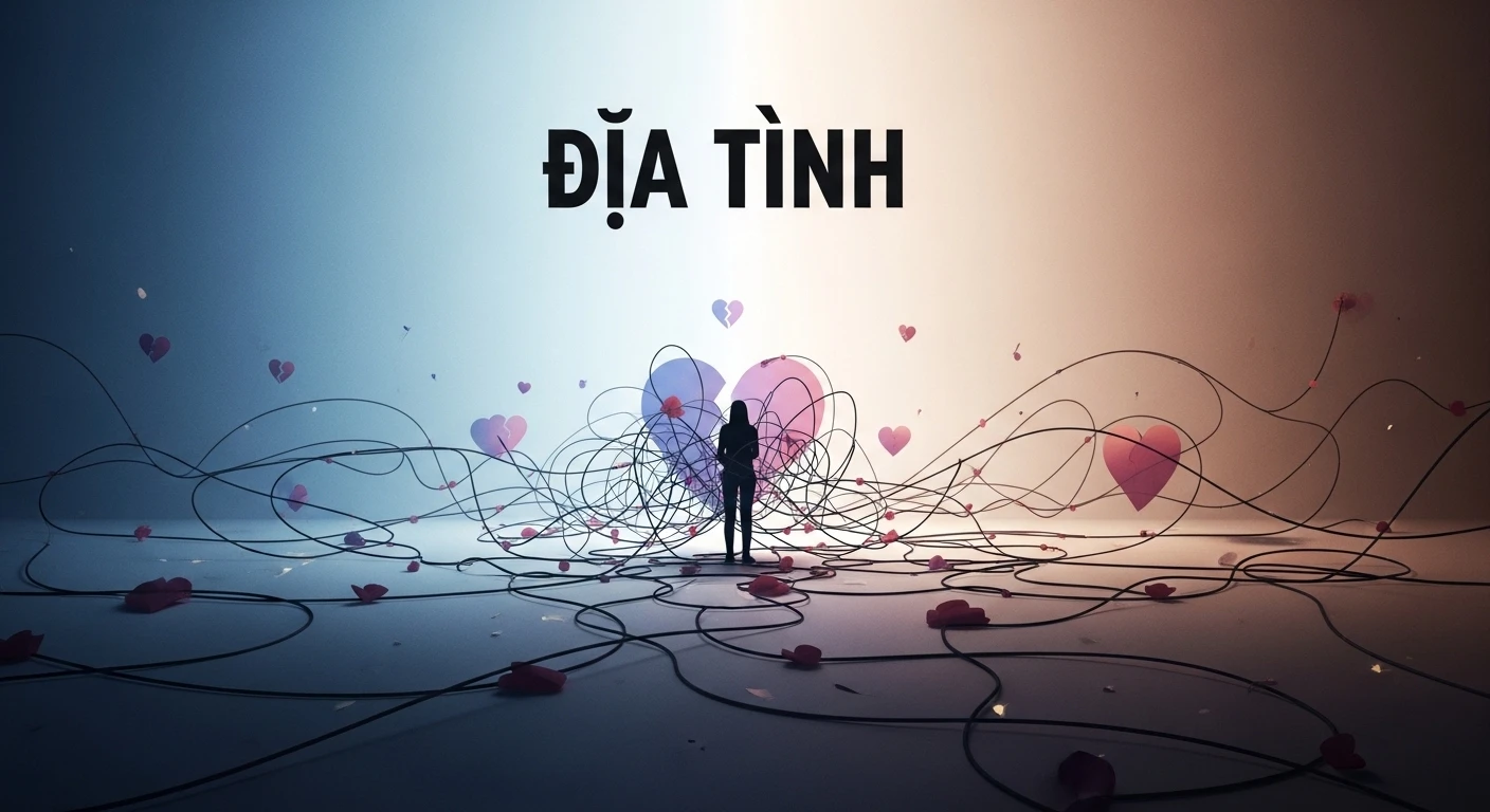 Một con đường tình duyên được vẽ với nhiều nhánh rẽ phức tạp, tượng trưng cho những lựa chọn và ngã rẽ trong cuộc sống tình cảm của mỗi người.