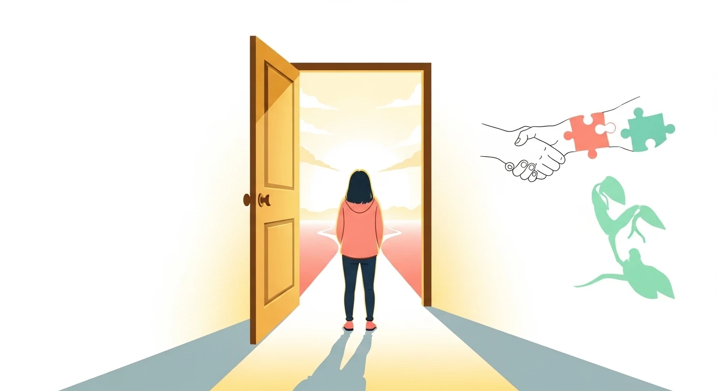 Một cô dâu xinh đẹp đang nhìn vào gương với nụ cười hạnh phúc, trang điểm nhẹ nhàng, tượng trưng cho sự tự chấp nhận và niềm vui nội tâm sau giấc mơ kết hôn.