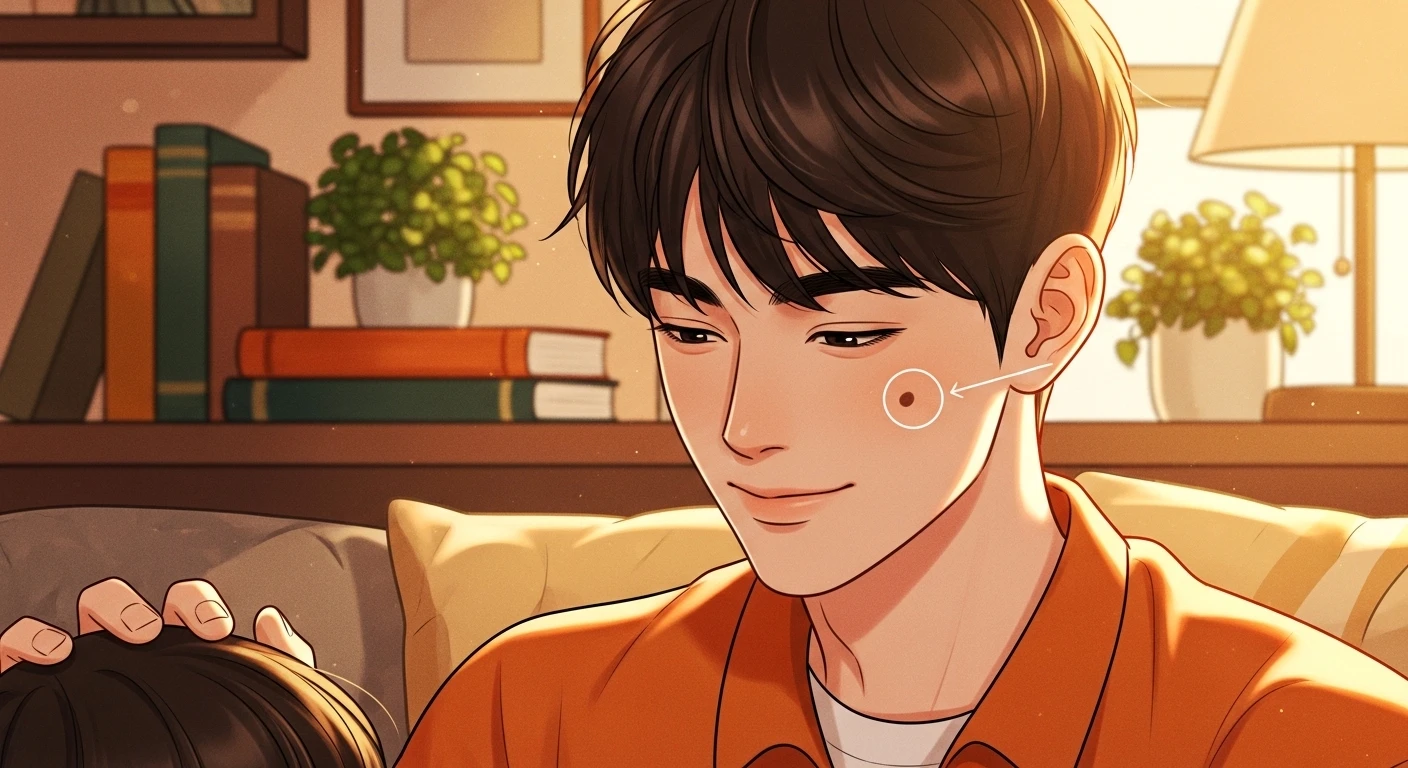 Nốt ruồi trên má phải của nam giới, tượng trưng cho đời sống gia đạo và tình duyên.