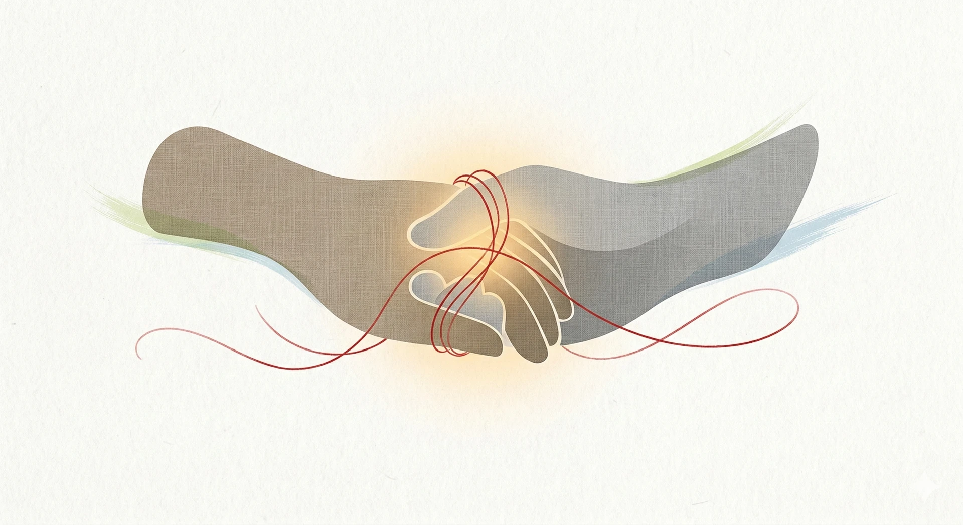 Hai bàn tay nắm chặt, tượng trưng cho sự kết nối bền chặt của hữu duyên và duyên phận trong cuộc sống.