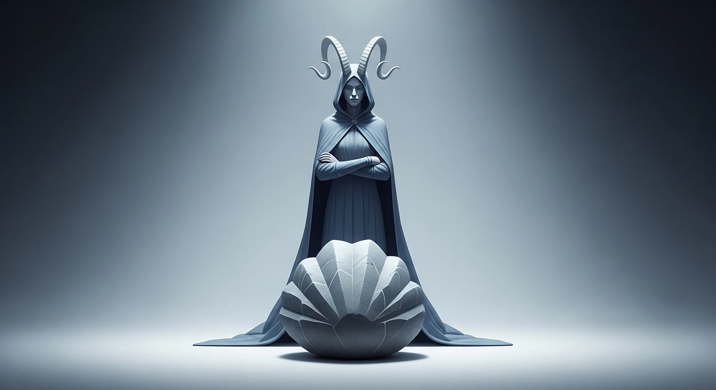 Một người phụ nữ Ma Kết với ánh mắt trầm tư, thể hiện sự điềm tĩnh và nội tâm sâu sắc, tượng trưng cho vỏ bọc lạnh lùng bên ngoài.