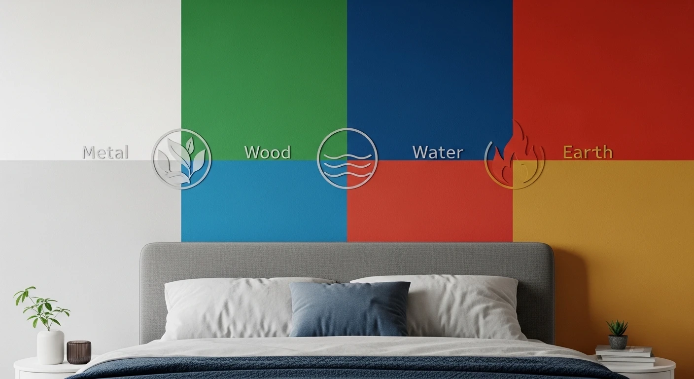 Cặp đôi trẻ đang thảo luận về bảng màu sơn tường cho phòng ngủ của họ, với các mẫu màu sắc đa dạng trên tay, thể hiện sự cân nhắc kỹ lưỡng để chọn màu hợp mệnh.