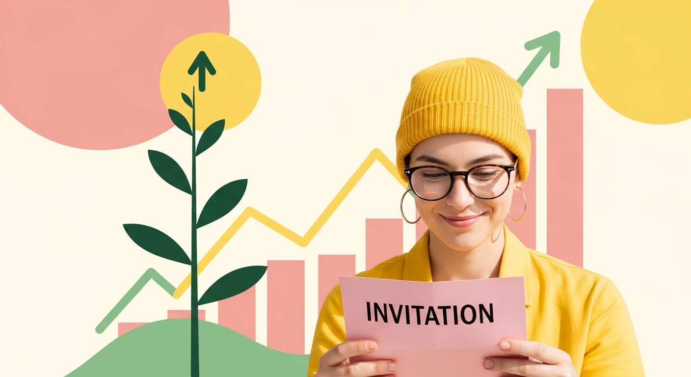 Một chiếc thiệp hồng được trang trí tinh xảo, đặt trên nền vải lụa mềm mại, gợi cảm giác về sự kiện trọng đại và tin vui sắp đến.