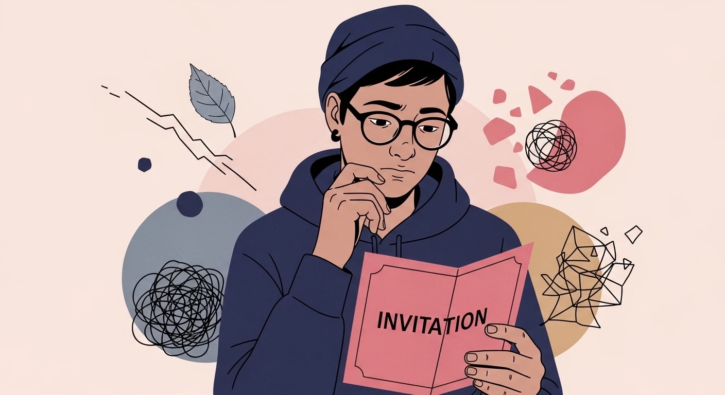 Một cặp đôi đang mỉm cười hạnh phúc, cùng nhau cầm một tấm thiệp hồng, tượng trưng cho tình yêu, hôn nhân và sự gắn kết bền chặt.