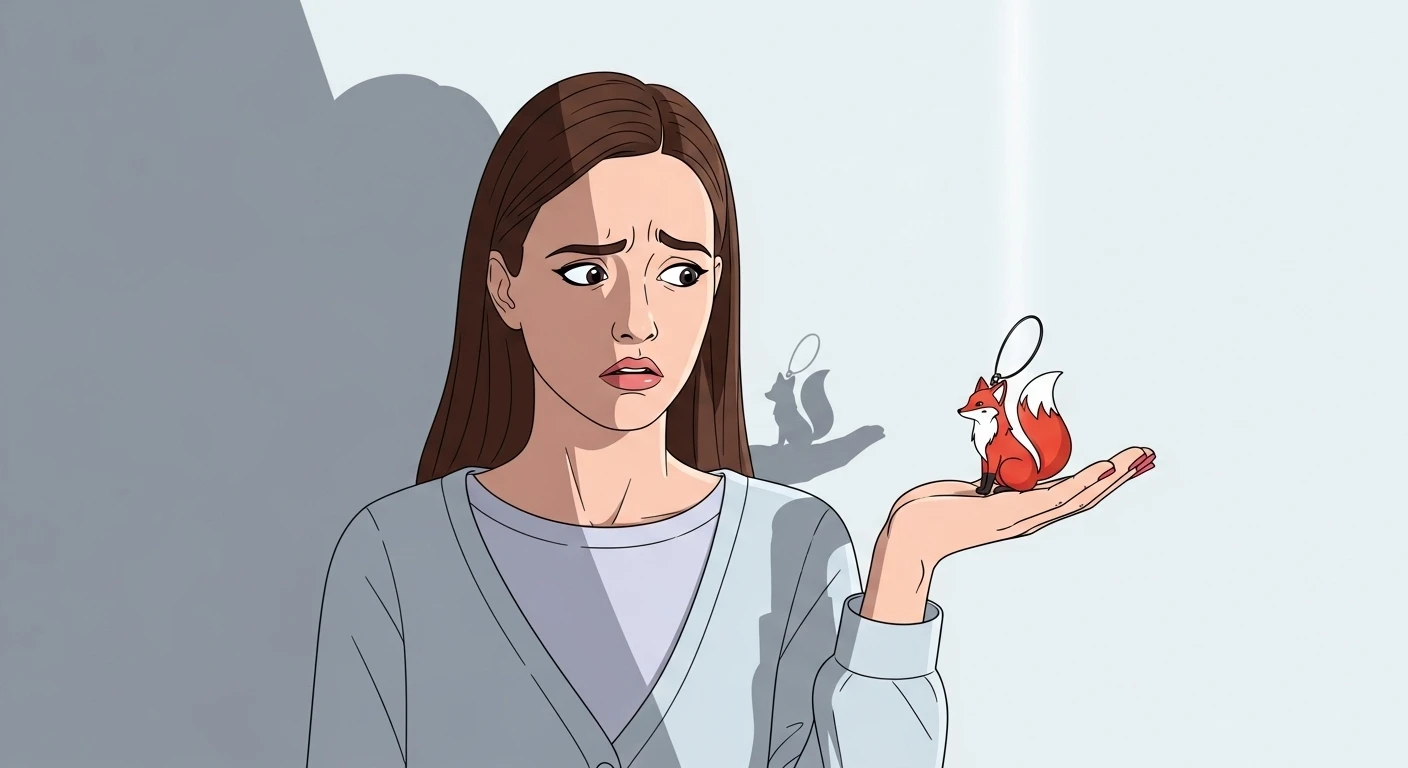 Một chiếc hộp gỗ cổ kính chứa mặt dây chuyền hồ ly, được đặt cẩn thận trên một tấm vải nhung, tượng trưng cho sự bảo quản và tôn trọng linh vật.