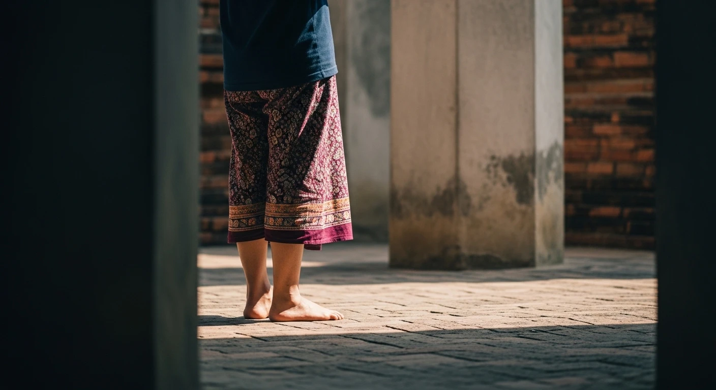 Một người phụ nữ mặc áo dài truyền thống, chắp tay thành kính trước tượng Phật trong chùa. Ánh sáng dịu nhẹ tạo không khí trang nghiêm, thể hiện sự thành tâm khi đi lễ.