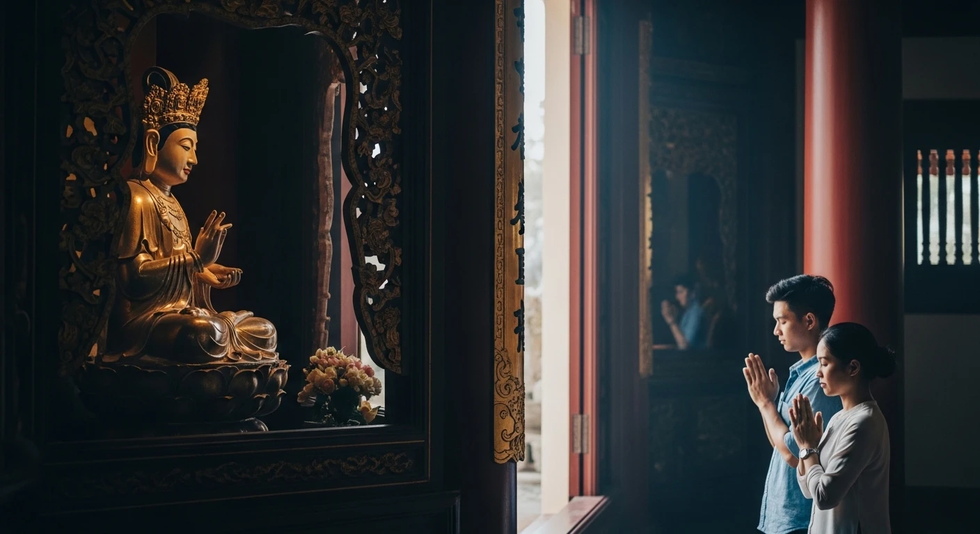 Cổng vào Đền Sri Mariamman (Chùa Bà Ấn) tại TP.HCM với kiến trúc Dravidian đặc trưng, nhiều tượng thần được chạm khắc tinh xảo và màu sắc rực rỡ.