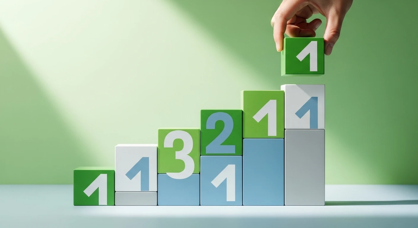 Một người đang leo lên đỉnh núi đầy thử thách, phía trên là ánh nắng rực rỡ và biểu tượng 56 tượng trưng cho sự sinh lộc và thành công sau thăng trầm.