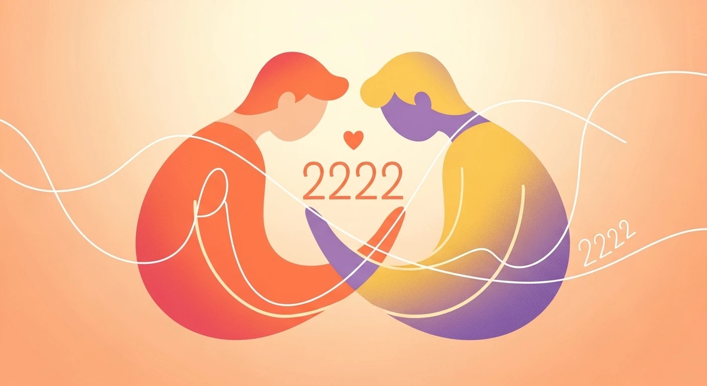 Hình ảnh một người đang thiền định giữa không gian cân bằng và yên bình, tượng trưng cho sự hòa hợp nội tâm khi nhận được thông điệp từ số thiên thần 2222.