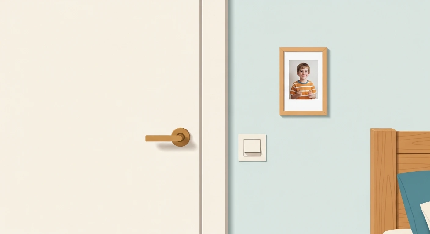 Một cặp vợ chồng trẻ hạnh phúc ôm một em bé sơ sinh, tượng trưng cho niềm vui và sự viên mãn khi có con cái. Bối cảnh là một căn phòng ngủ ấm cúng, tràn ngập ánh sáng tự nhiên.