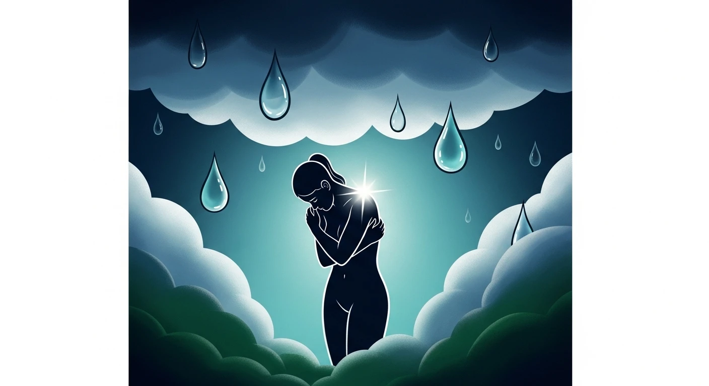 Một cặp đôi đang trò chuyện, nhưng người phụ nữ có vẻ mặt buồn bã, tay nắm chặt, thể hiện sự chịu đựng và cảm giác bị tổn thương trong một mối quan hệ tình cảm.