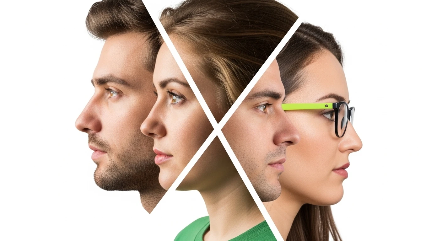 Một cặp vợ chồng lớn tuổi đang mỉm cười, ánh mắt và nụ cười của họ có nhiều nét tương đồng, thể hiện sự hòa hợp sau nhiều năm chung sống. Bối cảnh ấm áp, hạnh phúc.