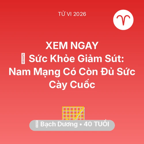 Vận hạn Bạch Dương sinh năm 1986 trong năm (2026): 🏥 Sức Khỏe Giảm Sút: Nam Mạng Bạch Dương Có Còn Đủ Sức Cày Cuốc