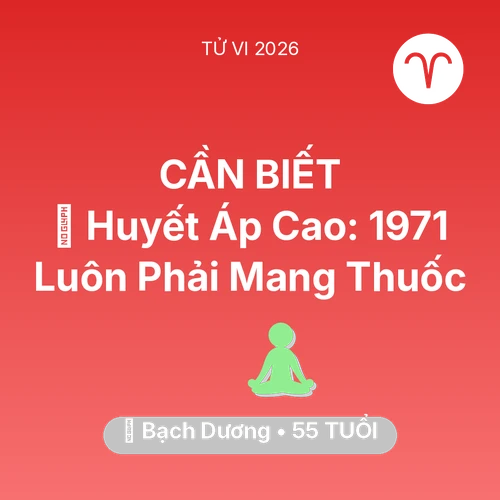 Tử vi Bạch Dương sinh năm 1971 trong năm 2026: 🩸 Huyết Áp Cao: Bạch Dương 1971 Luôn Phải Mang Thuốc
