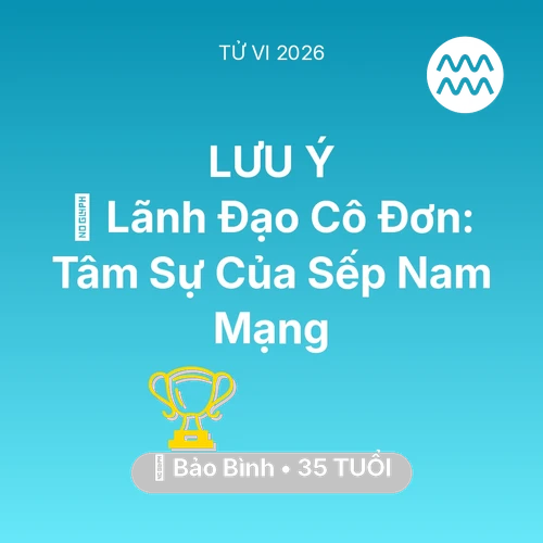 Vận hạn Bảo Bình sinh năm 1991 trong năm (2026): 🦁 Lãnh Đạo Cô Đơn: Tâm Sự Của Sếp Nam Mạng Bảo Bình