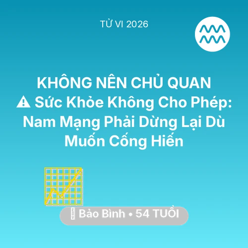 Tử vi Bảo Bình sinh năm 1972 trong năm 2026: ⚠️ Sức Khỏe Không Cho Phép: Nam Mạng Bảo Bình Phải Dừng Lại Dù Muốn Cống Hiến