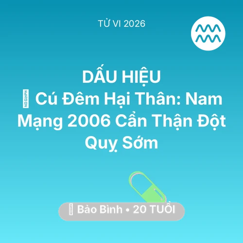 Tử vi Bảo Bình sinh năm 2006 trong năm 2026: 🎮 Cú Đêm Hại Thân: Nam Mạng Bảo Bình 2006 Cẩn Thận Đột Quỵ Sớm
