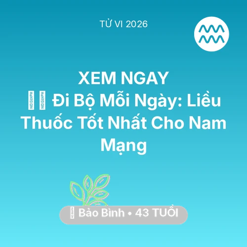 Tử vi Bảo Bình sinh năm 1983 trong năm 2026: 🏃‍♂️ Đi Bộ Mỗi Ngày: Liều Thuốc Tốt Nhất Cho Nam Mạng Bảo Bình