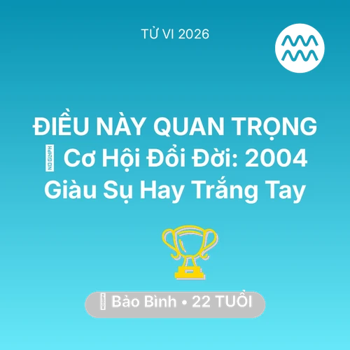 Xem tử vi Bảo Bình sinh năm 2004 : 💰 Cơ Hội Đổi Đời: Bảo Bình 2004 Giàu Sụ Hay Trắng Tay