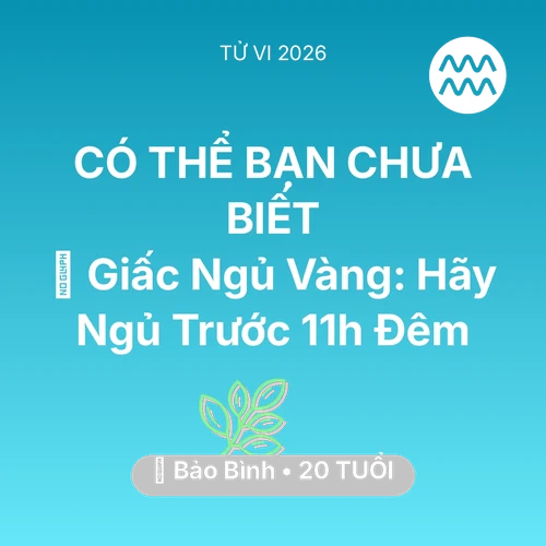 Vận hạn Bảo Bình sinh năm 2006 trong năm (2026): 🗝️ Giấc Ngủ Vàng: Bảo Bình Hãy Ngủ Trước 11h Đêm