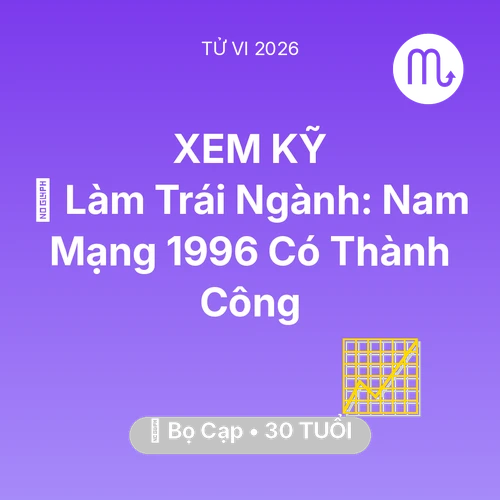 Vận hạn Bọ Cạp sinh năm 1996 trong năm (2026): 💼 Làm Trái Ngành: Nam Mạng Bọ Cạp 1996 Có Thành Công