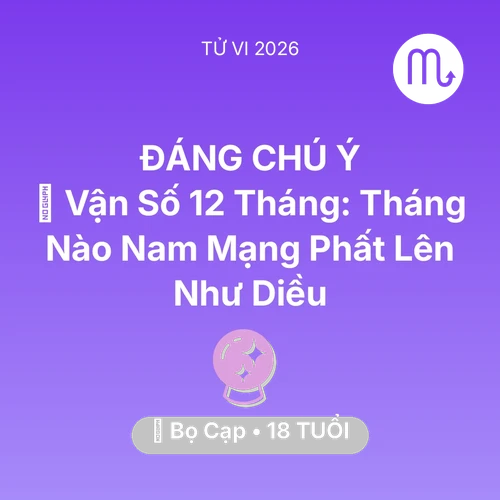 Xem tử vi Bọ Cạp sinh năm 2008 Nam Mạng: 📈 Vận Số 12 Tháng: Tháng Nào Nam Mạng Bọ Cạp Phất Lên Như Diều