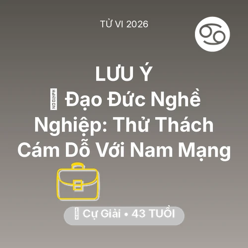 Xem tử vi Cự Giải sinh năm 1983 Nam Mạng: ⚖️ Đạo Đức Nghề Nghiệp: Thử Thách Cám Dỗ Với Nam Mạng Cự Giải
