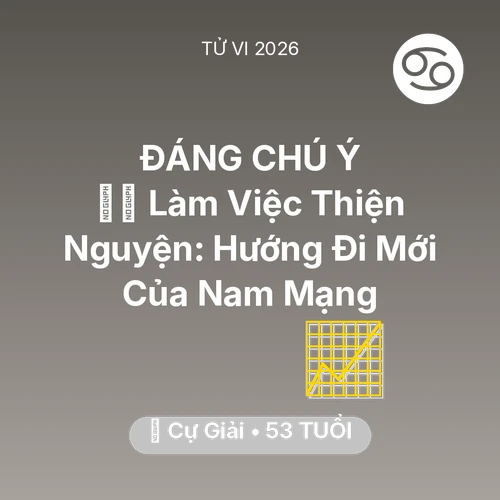 Tử vi Cự Giải sinh năm 1973 trong năm 2026: 🧘‍♂️ Làm Việc Thiện Nguyện: Hướng Đi Mới Của Nam Mạng Cự Giải