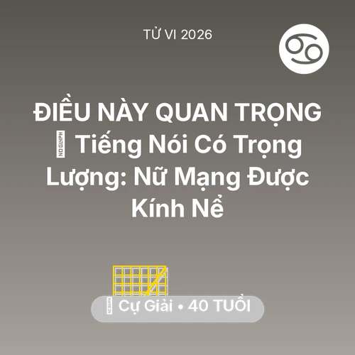 Xem tử vi Cự Giải sinh năm 1986 Nữ Mạng: 🗣️ Tiếng Nói Có Trọng Lượng: Nữ Mạng Cự Giải Được Kính Nể