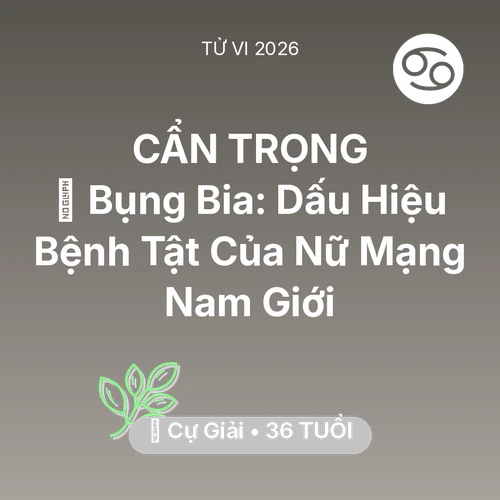 Vận hạn Cự Giải sinh năm 1990 trong năm (2026): 👔 Bụng Bia: Dấu Hiệu Bệnh Tật Của Nữ Mạng Cự Giải Nam Giới