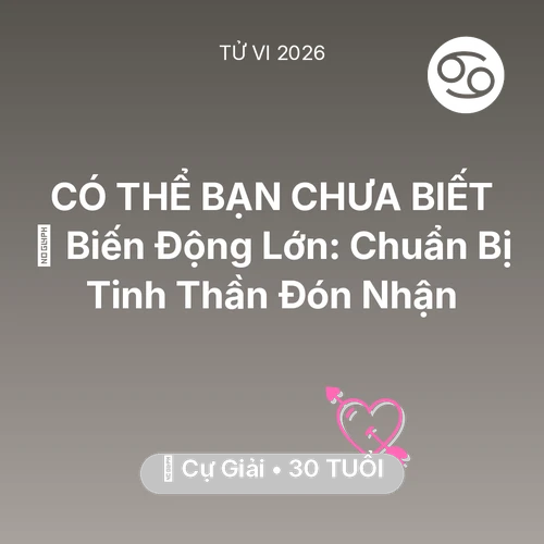 Xem tử vi Cự Giải sinh năm 1996 : 🌪️ Biến Động Lớn: Cự Giải Chuẩn Bị Tinh Thần Đón Nhận