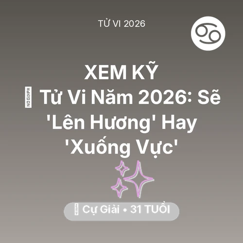 Vận hạn Cự Giải sinh năm 1995 trong năm (2026): 🔥 Tử Vi Năm 2026: Cự Giải Sẽ 'Lên Hương' Hay 'Xuống Vực'