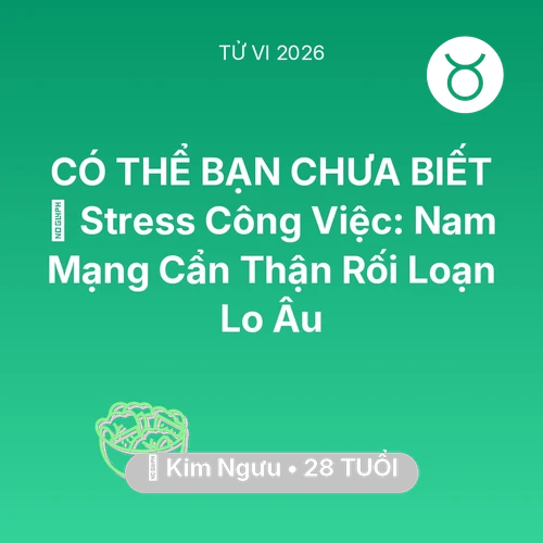 Vận hạn Kim Ngưu sinh năm 1998 trong năm (2026): 📉 Stress Công Việc: Nam Mạng Kim Ngưu Cẩn Thận Rối Loạn Lo Âu