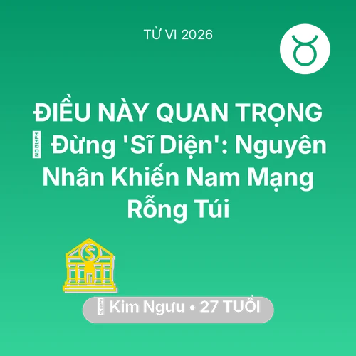 Tử vi Kim Ngưu sinh năm 1999 trong năm 2026: 🛑 Đừng 'Sĩ Diện': Nguyên Nhân Khiến Nam Mạng Kim Ngưu Rỗng Túi