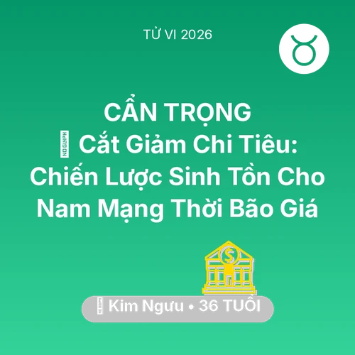 Tử vi Kim Ngưu sinh năm 1990 trong năm 2026: 🛑 Cắt Giảm Chi Tiêu: Chiến Lược Sinh Tồn Cho Nam Mạng Kim Ngưu Thời Bão Giá