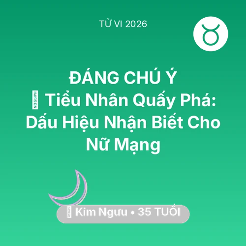 Tử vi Kim Ngưu sinh năm 1991 trong năm 2026: 👺 Tiểu Nhân Quấy Phá: Dấu Hiệu Nhận Biết Cho Nữ Mạng Kim Ngưu