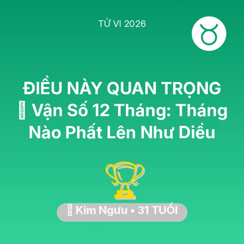 Tử vi Kim Ngưu sinh năm 1995 trong năm 2026: 📈 Vận Số 12 Tháng: Tháng Nào Kim Ngưu Phất Lên Như Diều