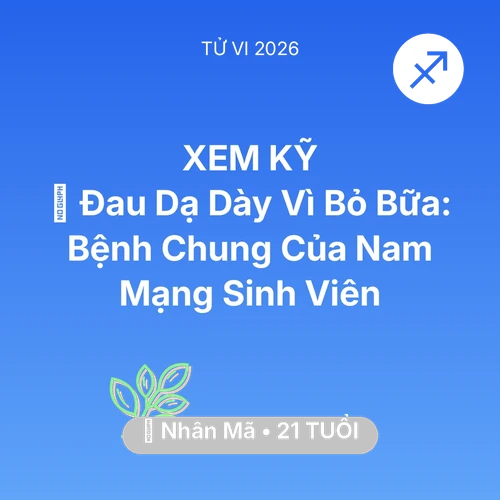 Tử vi Nhân Mã sinh năm 2005 trong năm 2026: 🤕 Đau Dạ Dày Vì Bỏ Bữa: Bệnh Chung Của Nam Mạng Nhân Mã Sinh Viên