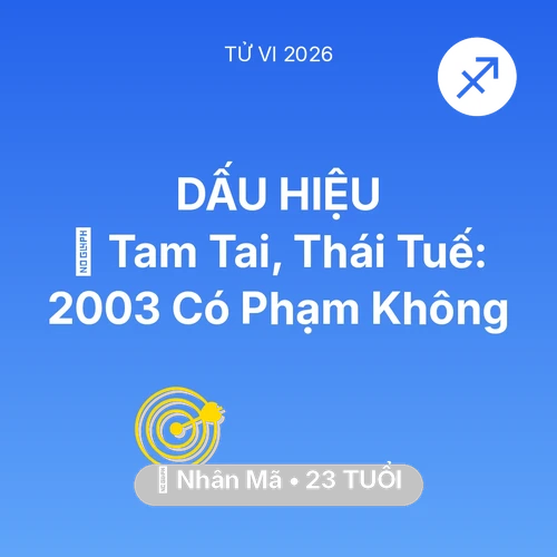 Vận hạn Nhân Mã sinh năm 2003 trong năm (2026): 👹 Tam Tai, Thái Tuế: Nhân Mã 2003 Có Phạm Không