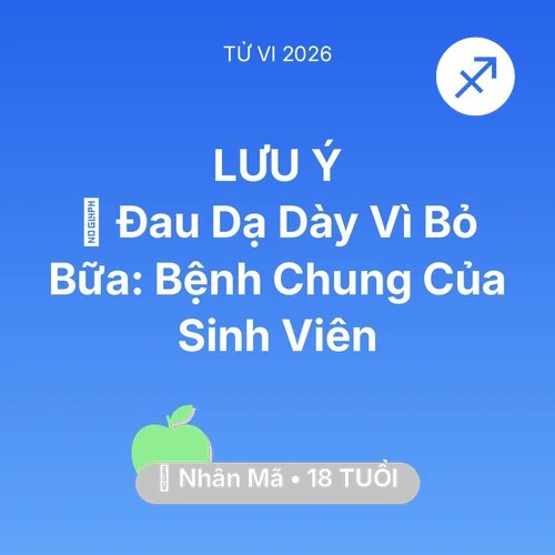 Vận hạn Nhân Mã sinh năm 2008 trong năm (2026): 🤕 Đau Dạ Dày Vì Bỏ Bữa: Bệnh Chung Của Nhân Mã Sinh Viên