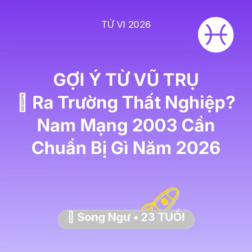 Tử vi Song Ngư sinh năm 2003 trong năm 2026: 🎓 Ra Trường Thất Nghiệp? Nam Mạng Song Ngư 2003 Cần Chuẩn Bị Gì Năm 2026