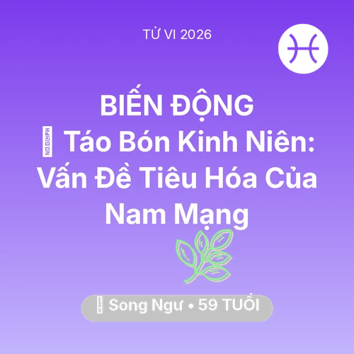 Vận hạn Song Ngư sinh năm 1967 trong năm (2026): 🆘 Táo Bón Kinh Niên: Vấn Đề Tiêu Hóa Của Nam Mạng Song Ngư