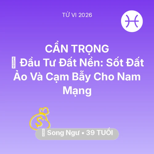 Vận hạn Song Ngư sinh năm 1987 trong năm (2026): 🏘️ Đầu Tư Đất Nền: Sốt Đất Ảo Và Cạm Bẫy Cho Nam Mạng Song Ngư
