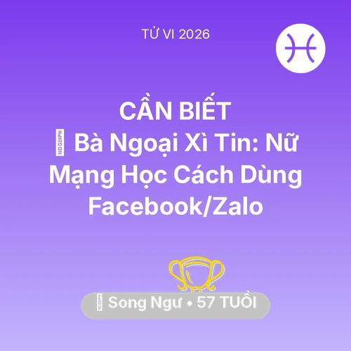 Vận hạn Song Ngư sinh năm 1969 trong năm (2026): 👵 Bà Ngoại Xì Tin: Nữ Mạng Song Ngư Học Cách Dùng Facebook/Zalo