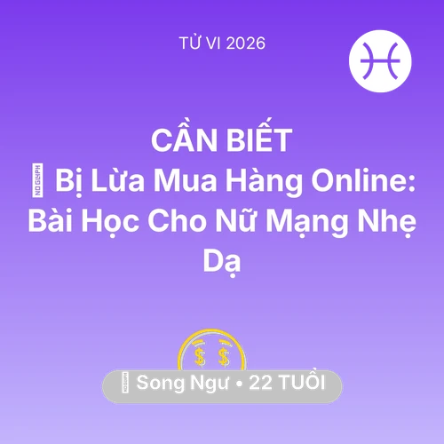 Vận hạn Song Ngư sinh năm 2004 trong năm (2026): 📉 Bị Lừa Mua Hàng Online: Bài Học Cho Nữ Mạng Song Ngư Nhẹ Dạ