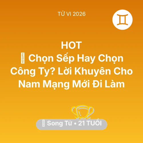 Vận hạn Song Tử sinh năm 2005 trong năm (2026): 💼 Chọn Sếp Hay Chọn Công Ty? Lời Khuyên Cho Nam Mạng Song Tử Mới Đi Làm