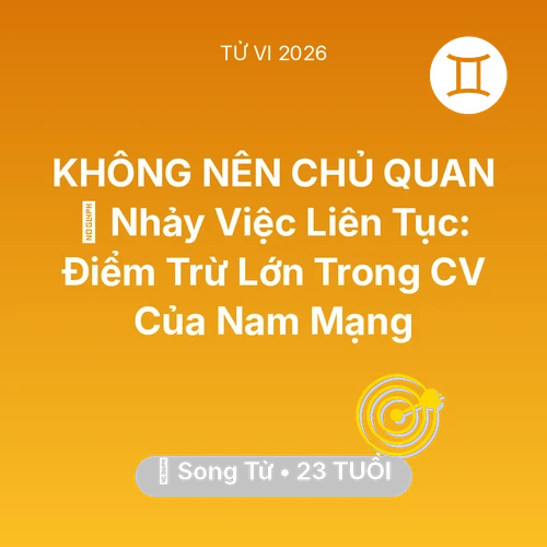 Vận hạn Song Tử sinh năm 2003 trong năm (2026): 🛑 Nhảy Việc Liên Tục: Điểm Trừ Lớn Trong CV Của Nam Mạng Song Tử